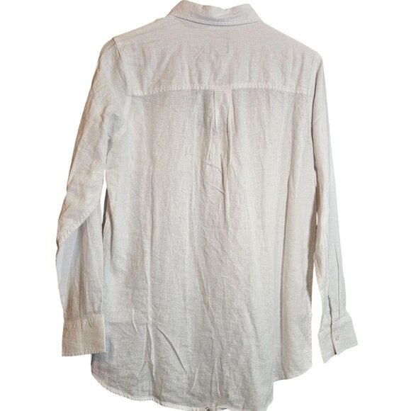 New Gap Women's Bright White Button-Up Shirt S Linen blend Capsule Beach top - Picture 2 of 15